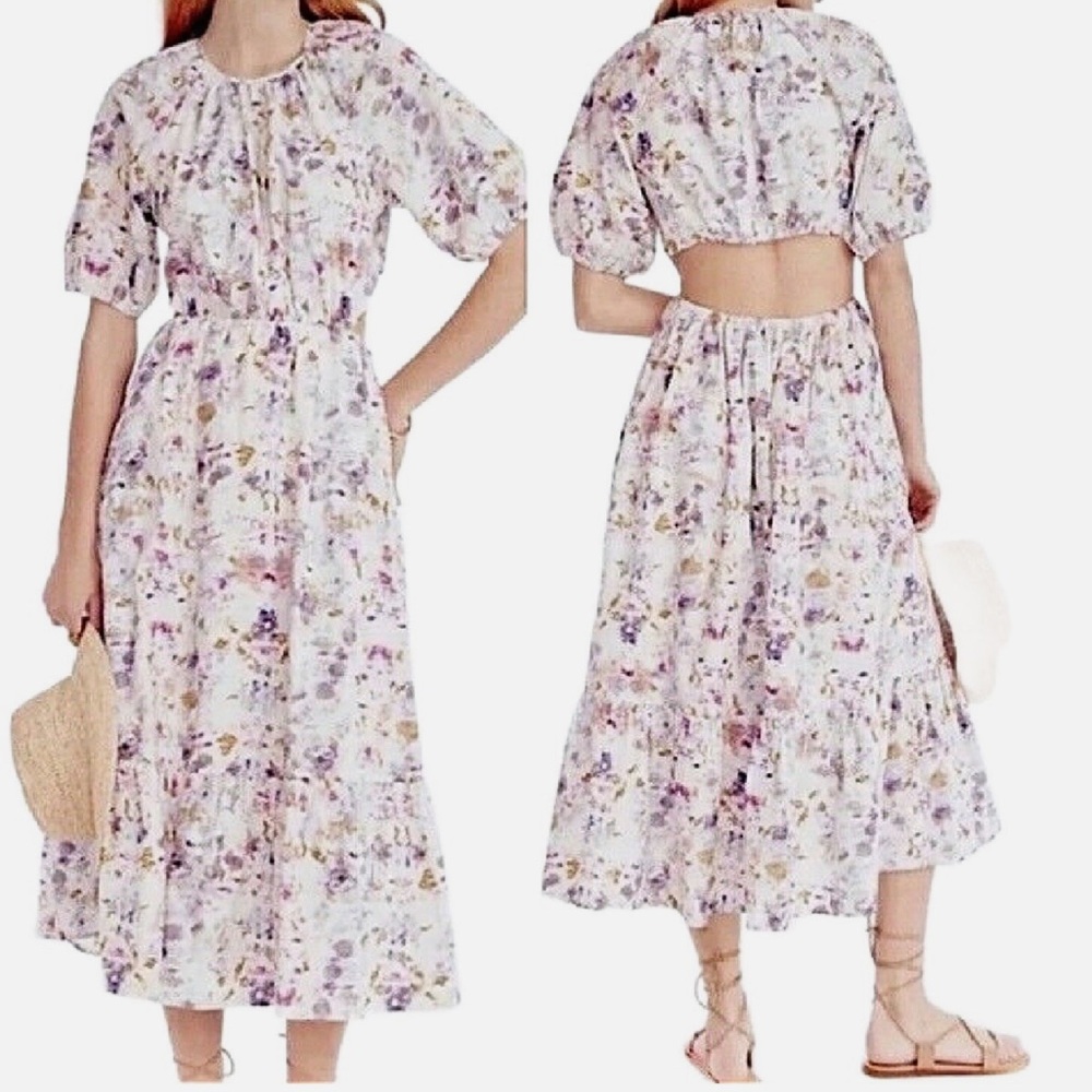 New NWT Flora Obscura x J.Crew side-cutout dress in Kaleidoscope Floral